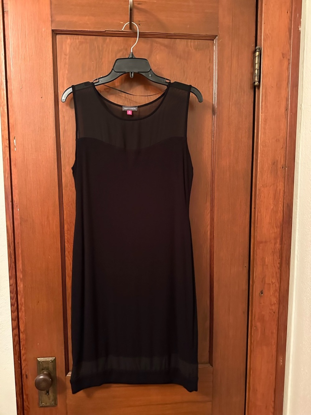 Vine Camuto Black Sheer Yoke Sleeveless Dress